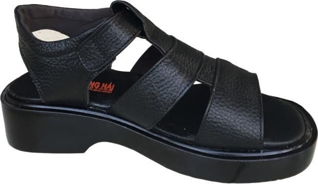 Giày sandal nam Trường Hải da bò thật mềm mại cao 5cm  màu đen đế PU siêu nhẹ không trơn trượt  chắc chắn  HÌNH ẢNH THẬT SD791