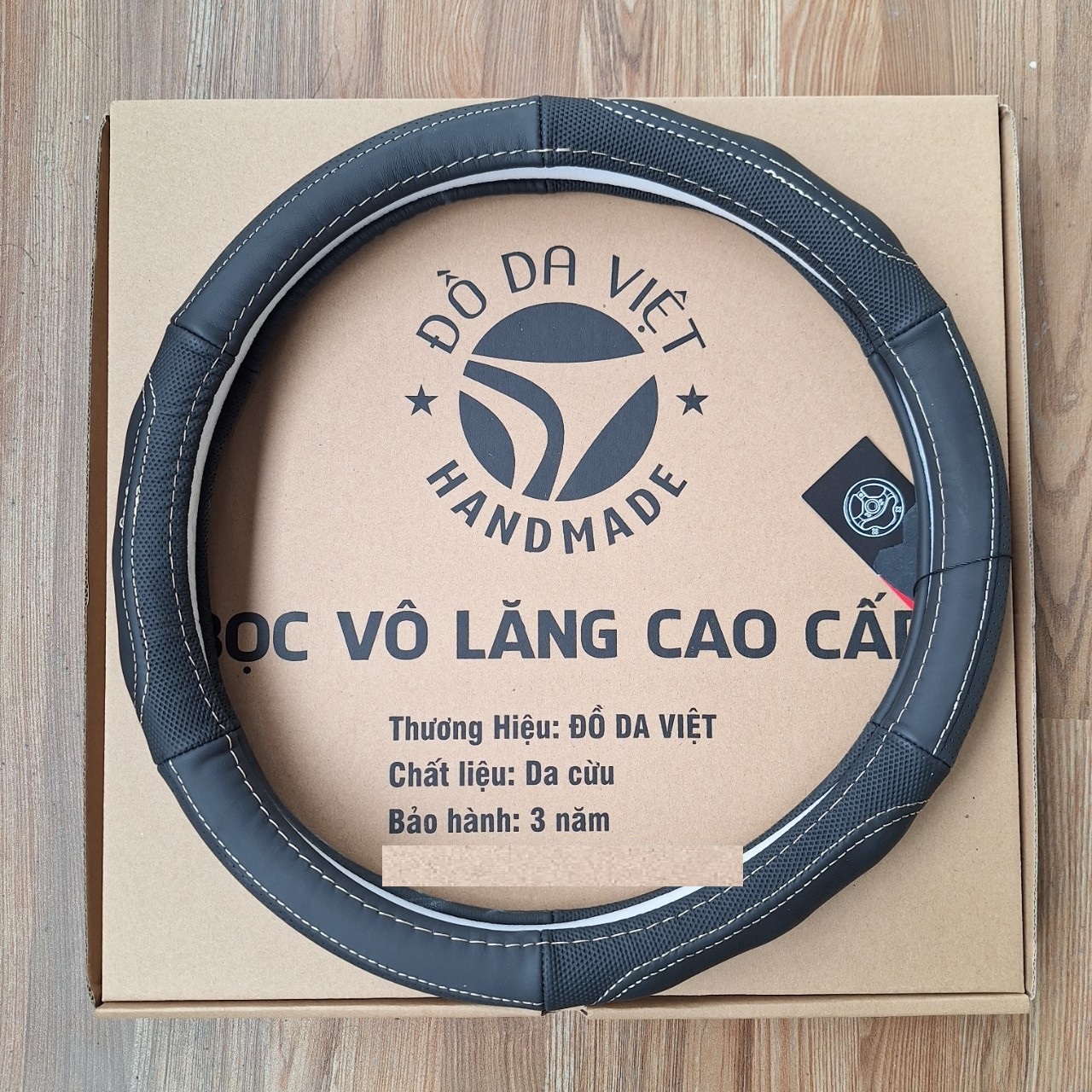 BỌC VÔ LĂNG Ô TÔ BẰNG DA CỪU 100%, DẠNG TRÒN SIZE 38 - CHÍNH HÃNG ĐỒ DA VIỆT bảo hành 3 năm