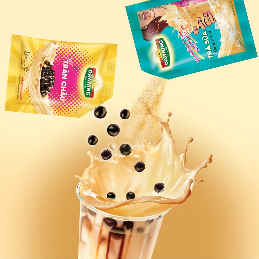Combo 5 vị Trà Dawning- Trà chanh 280g, Trà sữa có trân châu và không trân châu Tròn vị ngon &amp; Đậm vị trà 260g