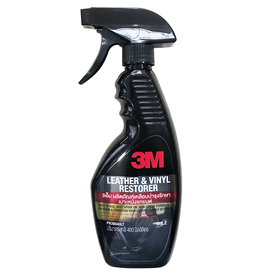 Chai Xịt Chăm Sóc Da, Nội Thất Ô Tô- 3M Leather &amp; Vinyl Restorer PN39040LT (400ml) - Đen