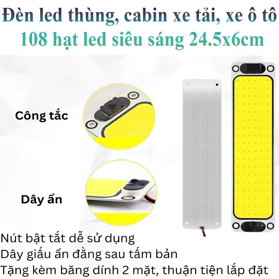 Đèn Led Thùng, Cabin Xe Tải, Xe Ô Tô 108 Hạt Led Siêu Sáng 24.5X6Cm