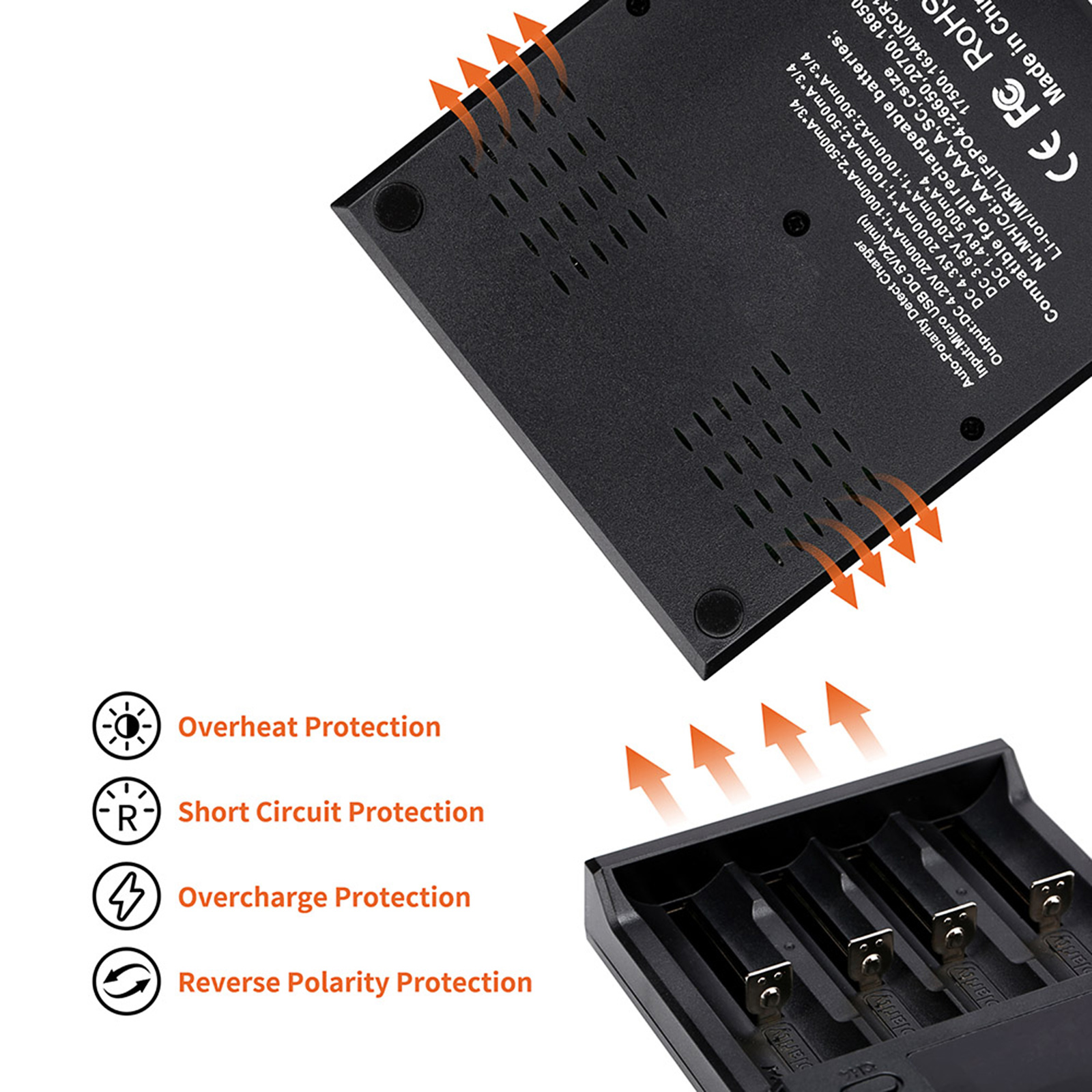 Bộ sạc pin Liitokala LII-S4 LCD 4 Khe cắm cho pin 26650 21700 18350 AA AA Lithium NiMH Máy dò phân cực tự động
