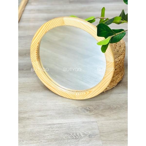 GƯƠNG TRÒN TREO VIỀN GỖ THÔNG