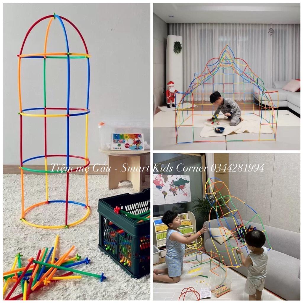 ĐỒ CHƠI GIÁO DỤC HOT NHẤT 2023BỘ GHÉP HÌNH QUE ỐNG HÚT 4D STRAW BUILDING BLOCK CHO BÉ ĐƯỢC GIẢI PHÓNG TRÍ TƯỞNG TƯỢNG