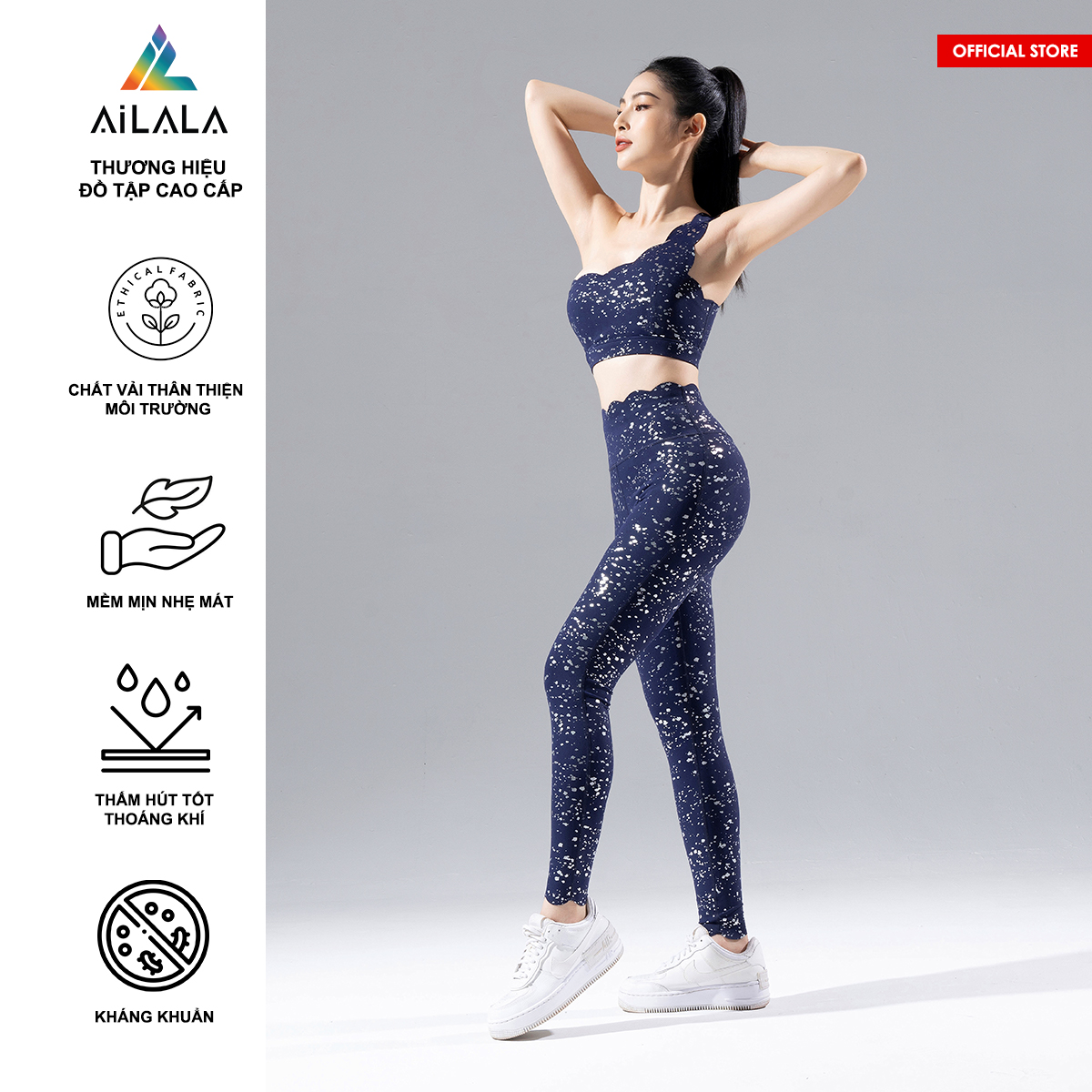 Bộ quần áo thể thao nữ AiLALA LUX51, Đồ tập Yoga Gym Pilates, chất vải Hi-tech cao cấp