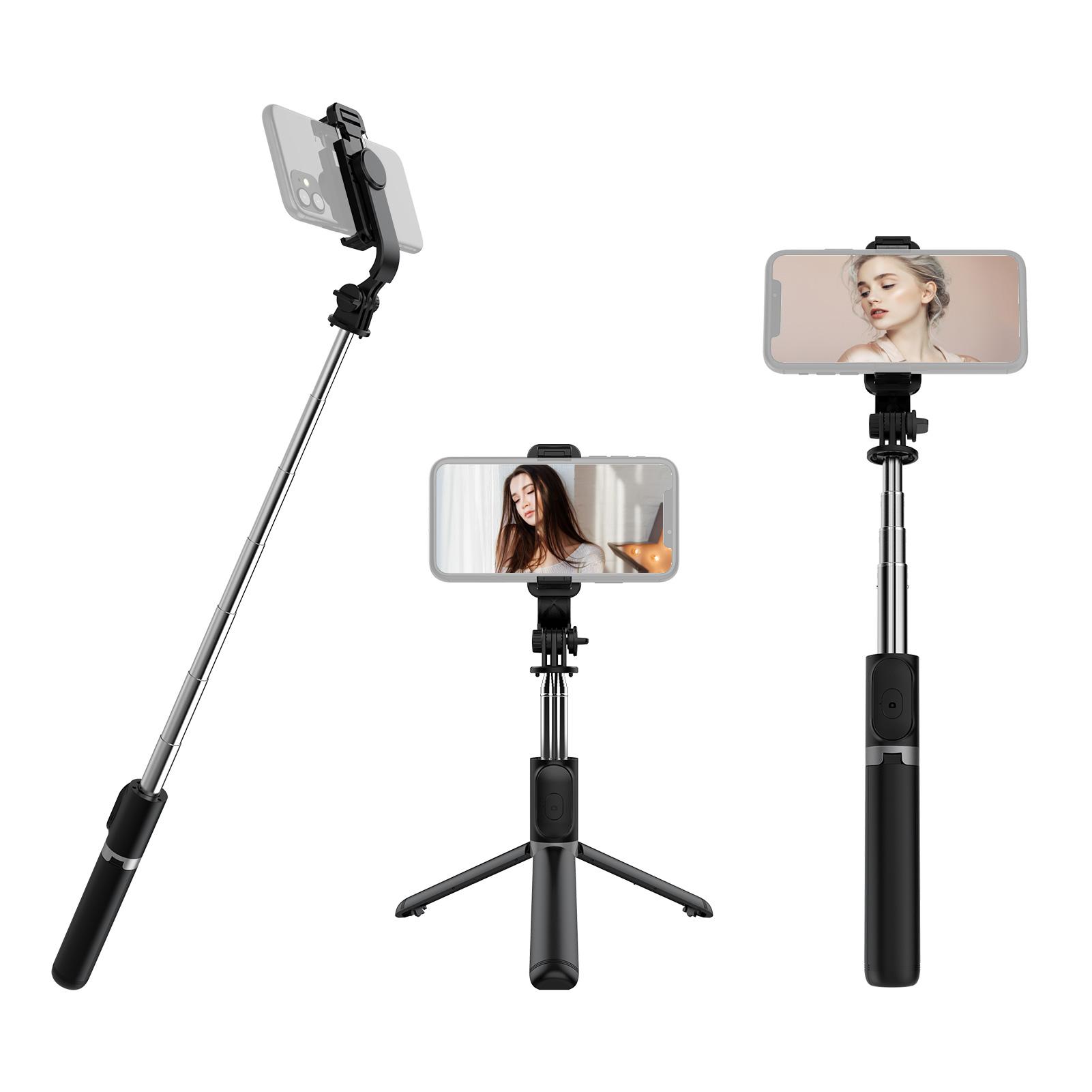 Multifunctional Wireless BT Selfie Stick Portable Extendable Tripod Stand with 103cm Max. Length Remote Control for Vlog