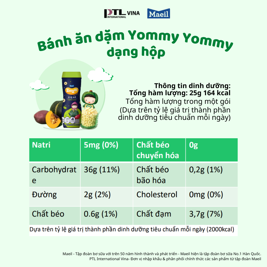 Bánh ăn dặm hữu cơ Yommy Yommy Hàn Quốc (hộp) 42g