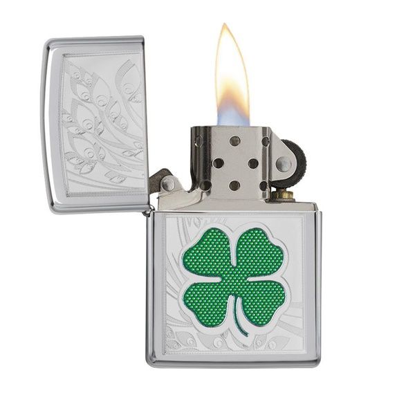 Bật lửa Zippo 24007 cỏ 4 lá măn máy