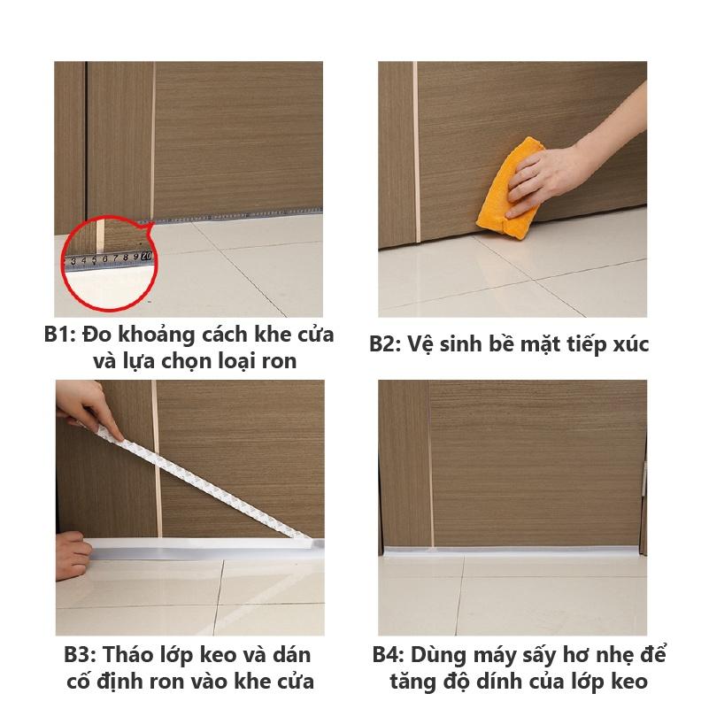 Ron chặn cửa 3 lớp dày 5mm - Thanh dán đáy cửa chống côn trùng khói bụi phù hợp mọi loại cửa ra vào R3L