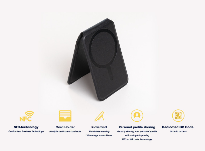 [ Hàng Chính Hãng ] Ví 9Fit EBiz Mag Wallet Stand - Ví da hít từ tính Magnetic kiêm chân đế xoay 360 độ tích hợp NFC