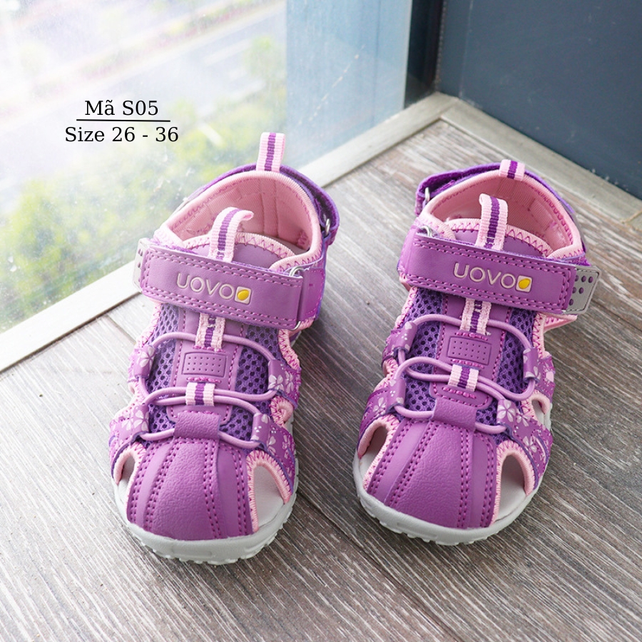 Giày Sandal Chỉnh Hình Y Khoa Hỗ Trợ Bàn Chân Bẹt UOVO cho bé gái 3 - 12 tuổi có thể sử dụng để lót thêm đế định hình S05 TÍM đi học đi biển mùa hè