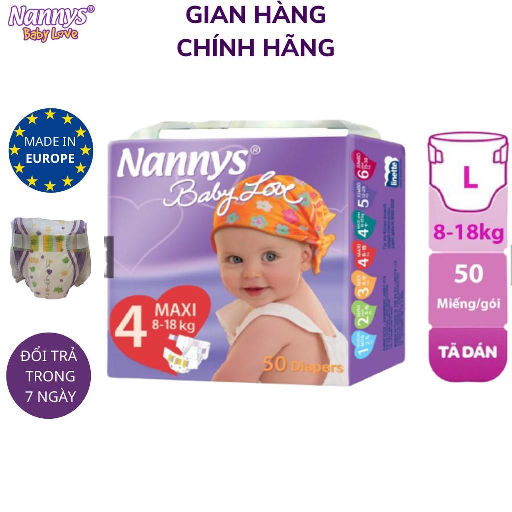 Tã/ bỉm DÁN Nannys Maxi L 50 miếng (Cho bé 8-18kg)