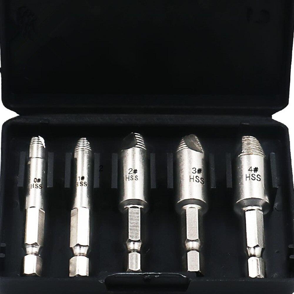 5Pcs Damaged Screw Remover 1/4"Hex Shank Hss Broken Breakage Head Stripped Screw Bolt Remover Extractor