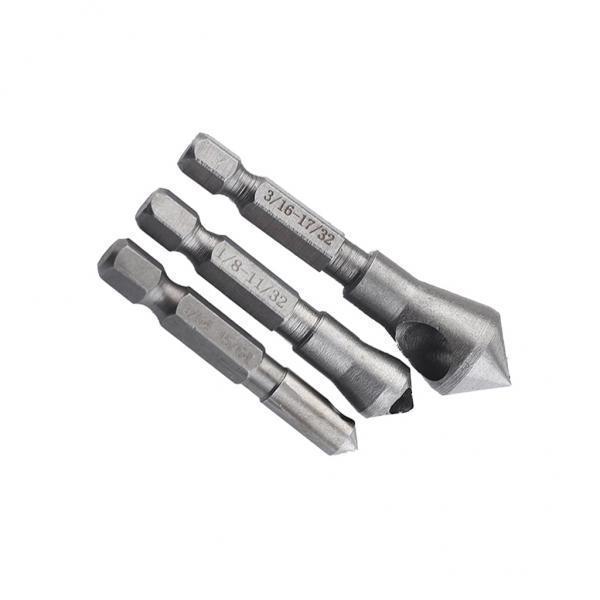 2X 3 Pieces Woodworking Hex Shank Oblique Hole Countersink Chamfer Drill Bit