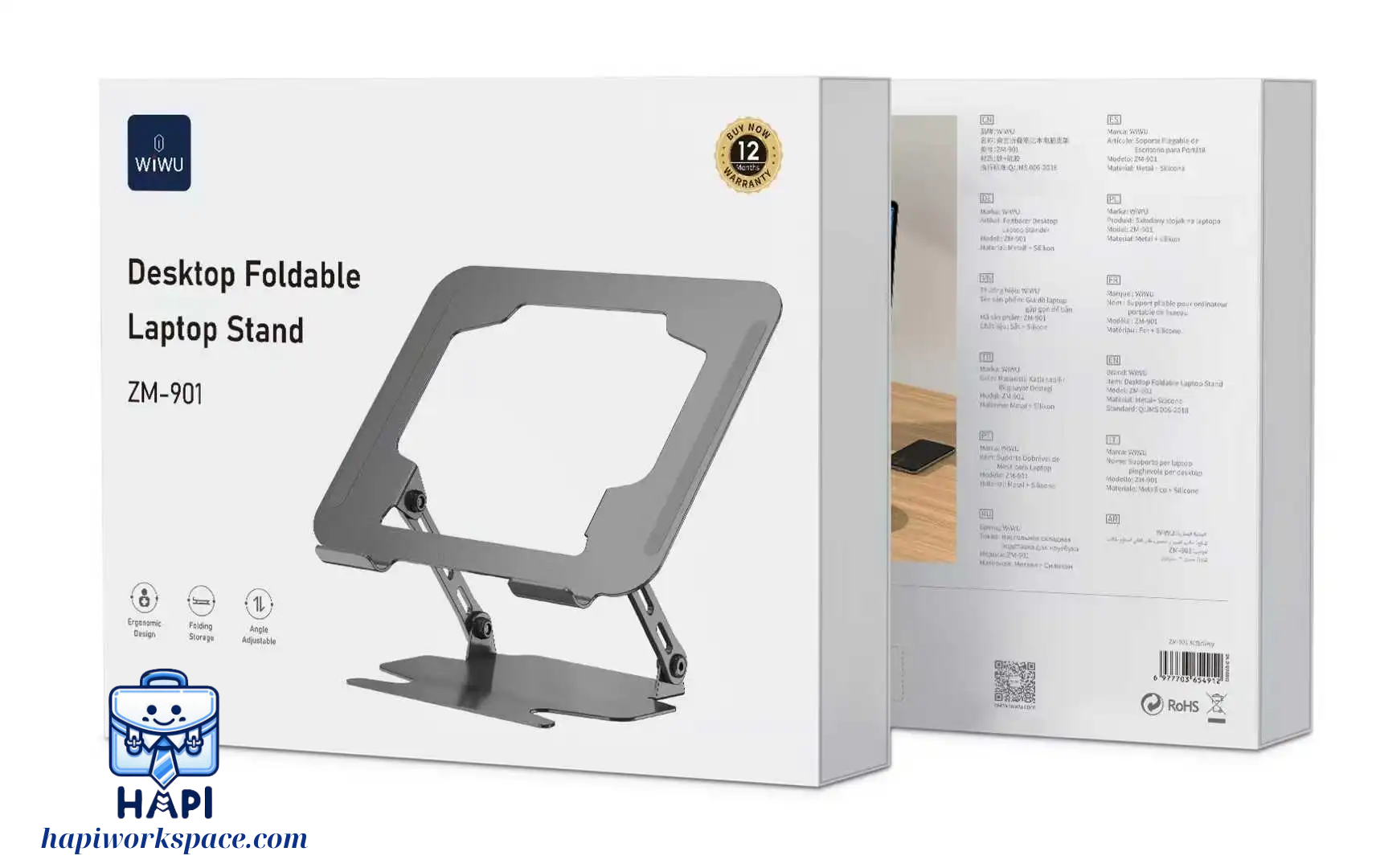 Giá đỡ Laptop hàng chính hãng WiWU Desktop Foldable Wi-ZM-901, gập mở linh hoạt, chắc chắn
