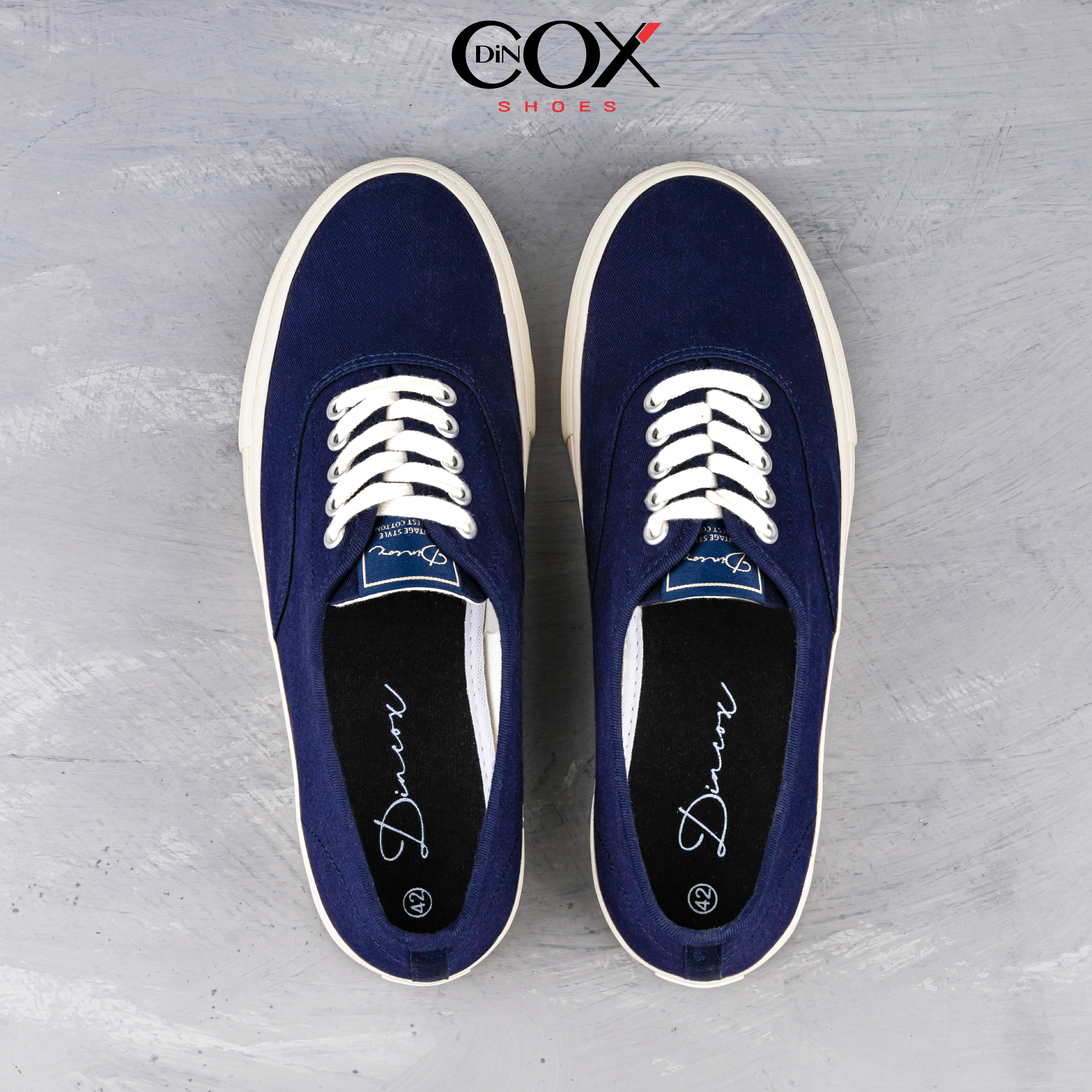 Giày Sneaker Nam Vải Canvas DINCOX E06 Dark Navy Đơn Giản Tinh Tế Sang Trọng