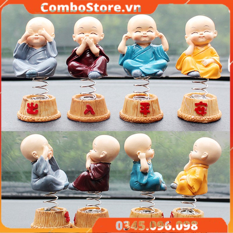 Bộ tượng 4 chú tiểu phong thủy cao cấp đặt taplo ô tô
