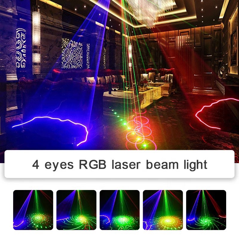 [GTP] ĐÈN LASER 2 CỬA RGB ( 2 IN 1 ) - HIỆU ỨNG QUÉT TIA VỚI NHIỀU HỌA TIẾT ĐẶC SẮC.