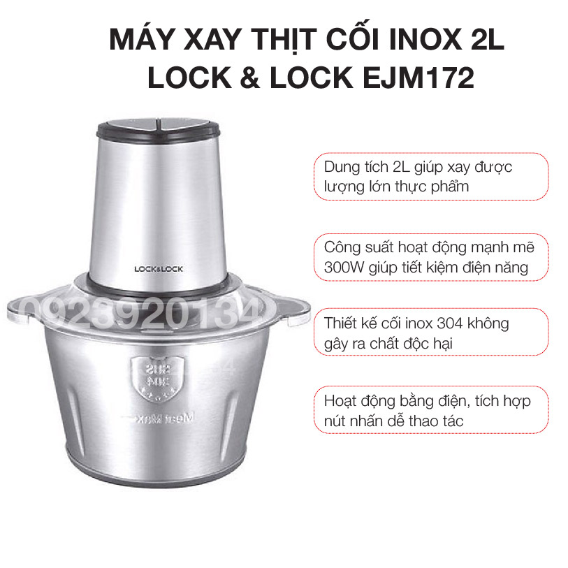 Máy xay thịt cối INOX 2L Lock & Lock EJM172