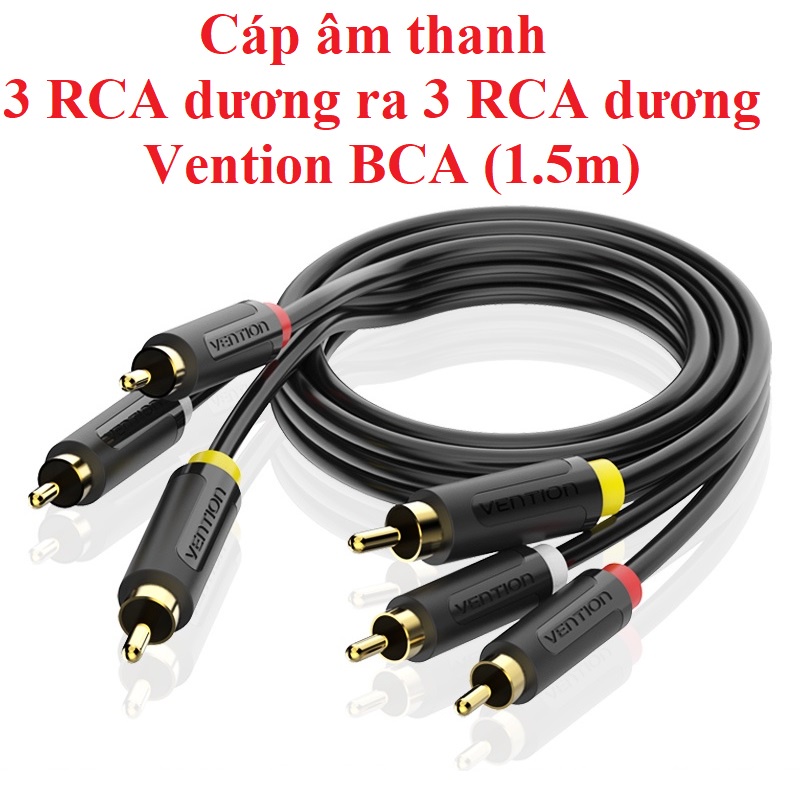 [Cáp 3 đầu RCA] Cáp âm thanh 3 đầu RCA dương ra 3 đầu RCA dương Vention BCA (1.5m)  - Hàng chính hãng