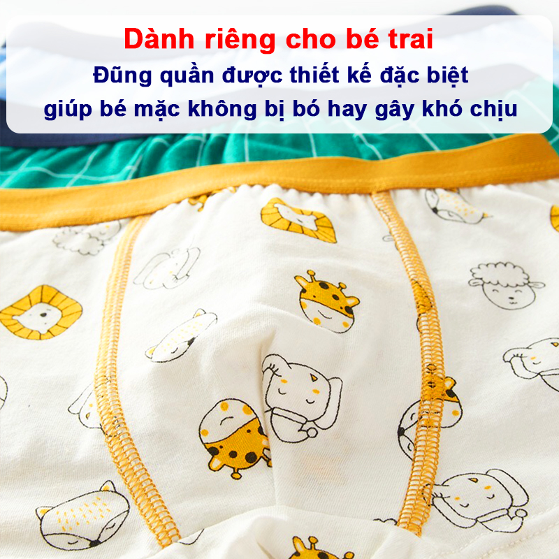 Quần chip bé trai nhiều họa tiết đáng yêu Baby-S, Set 4 quần lót bé trai cao cấp thấm hút tốt – SC029