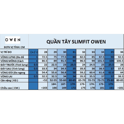 OWEN - Quần tây dài nam OWEN Slim Fit chất liệu TR Spandex Màu trung tính - QS20518