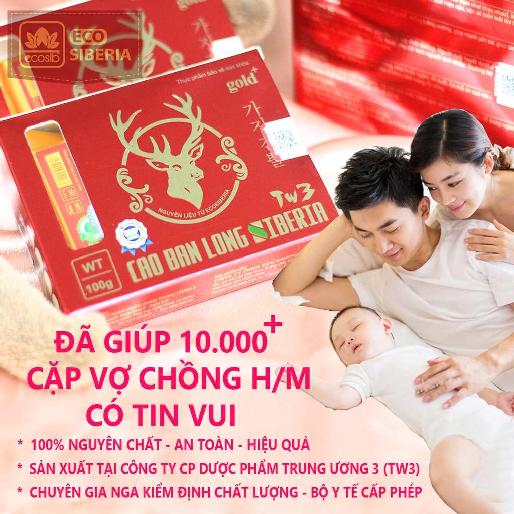Cao ban long Siberia "Chính Hãng" – Hỗ trợ vô sinh, hiếm muộn, bổ sung sắt, canxi cho mẹ và bé, giúp an thai, dạng cao đặc 100gram, chuẩn GMP