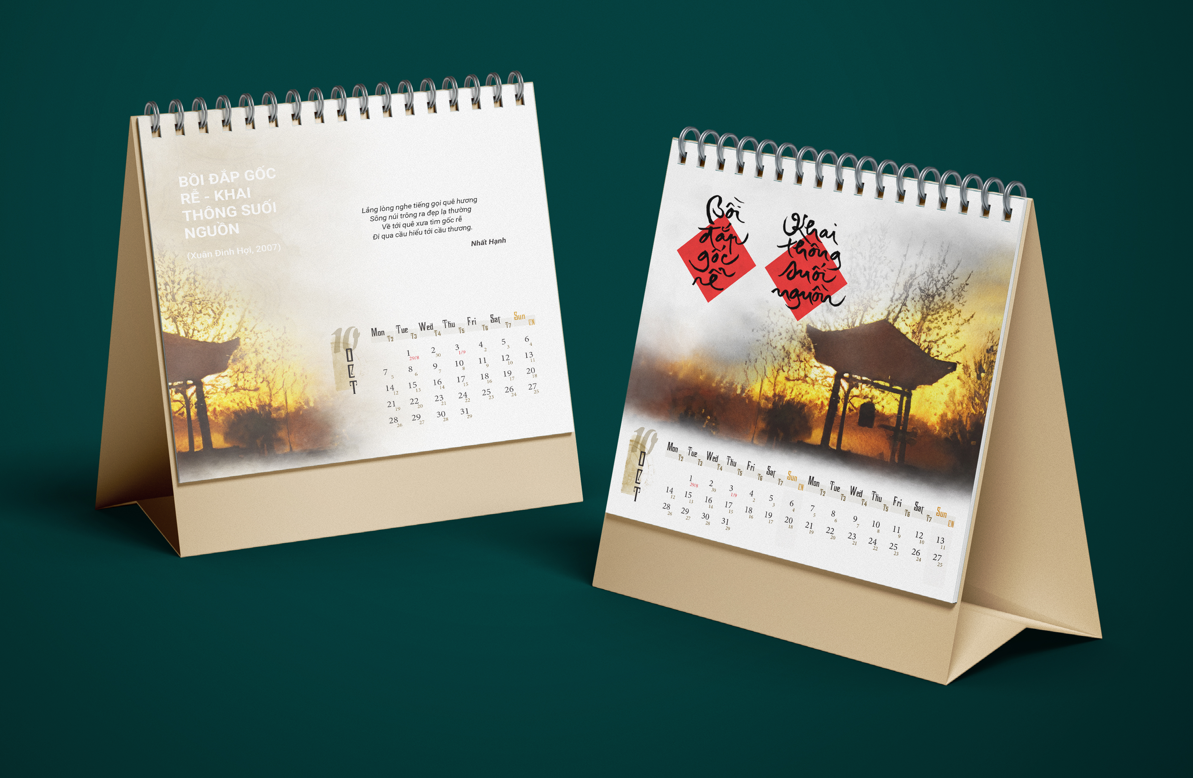 BỘ LỊCH THƯ PHÁP LÀNG MAI XUÂN GIÁP THÌN 2024 - CÂU ĐỐI TẾT - LỊCH BÀN 2024 - THÁI HÀ BOOKS