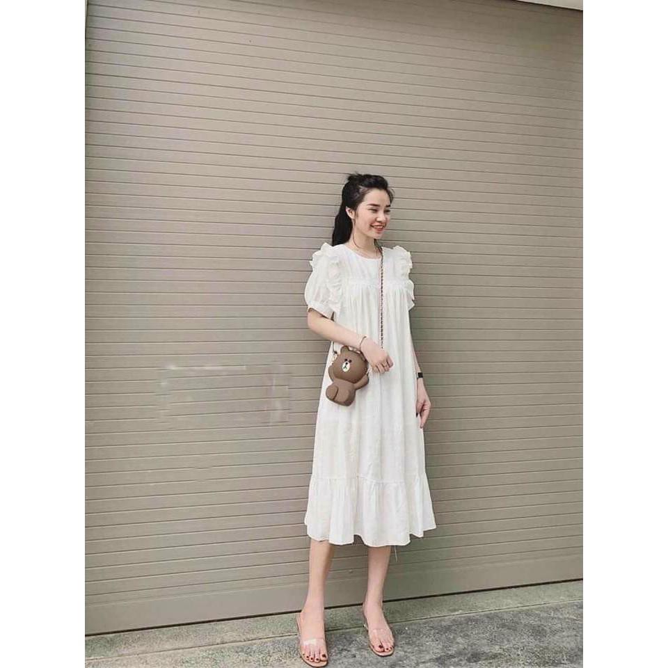 Đầm Bầu Váy Bầu cao cấp dáng Xuông Chất Lụa Hàn Mềm, siêu mát Thấm Mồ Hôi Tốt, Freesize từ 45 đến 70Kg