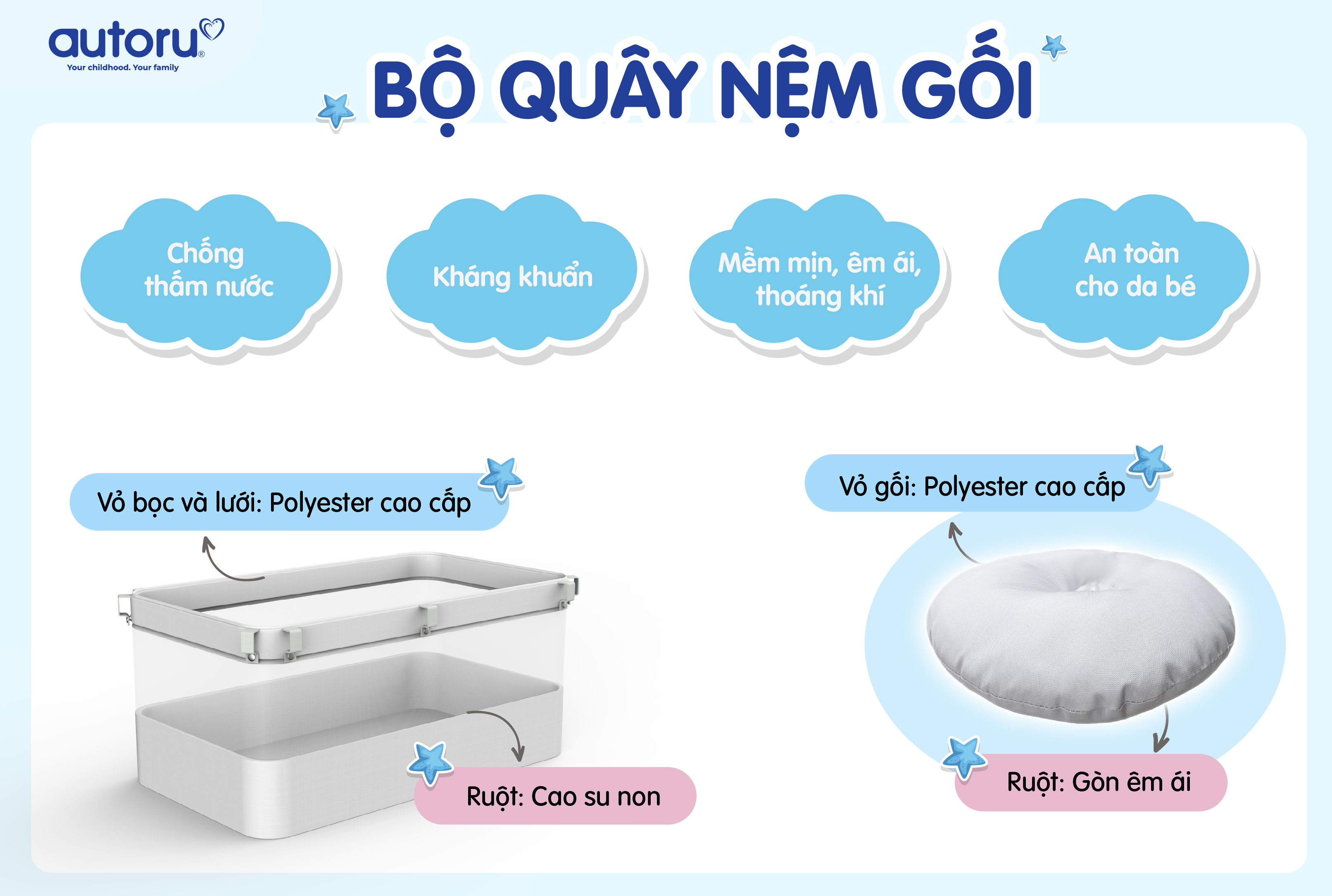 Nôi Gỗ Tự Động E4 - Nôi điện em bé đưa tự động bằng gỗ cao cấp - Thương hiệu Autoru. Bảo hành 12 tháng