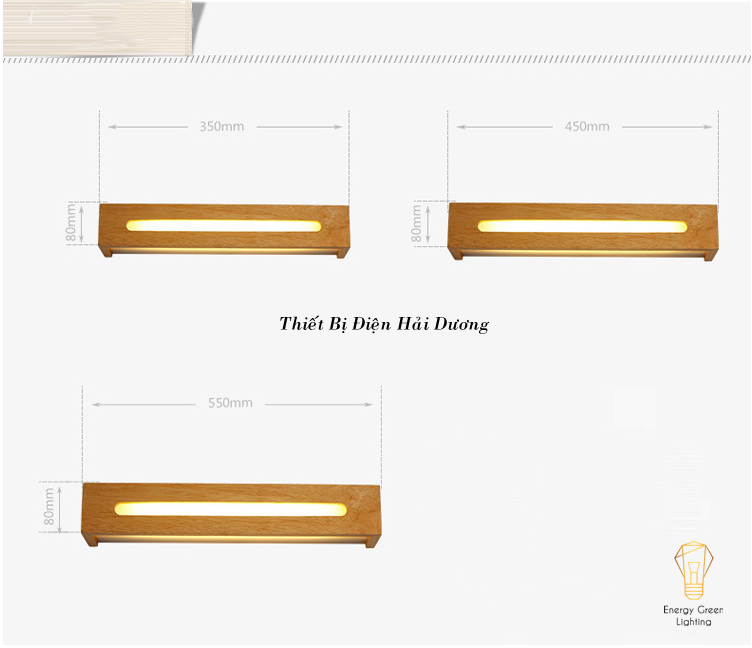 Đèn Tường Trang Trí Decor Hình Chữ Nhật Thân Gỗ Phong Cách Bắc Âu DT-161G - Led Siêu Sáng - Có Video