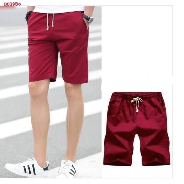 Quần Short Kaki lưng thun nam - Sọt Lững Kiểu Dáng Thể Thao Unisex sáu Màu Đen, Xám.đỏ,rêu.kem,trắng 04x