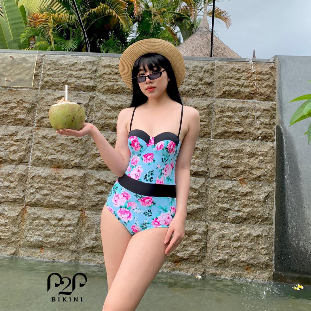 P2P BIKINI - Monokini hai dây push up họa tiết hoa - MN350HT_HD
