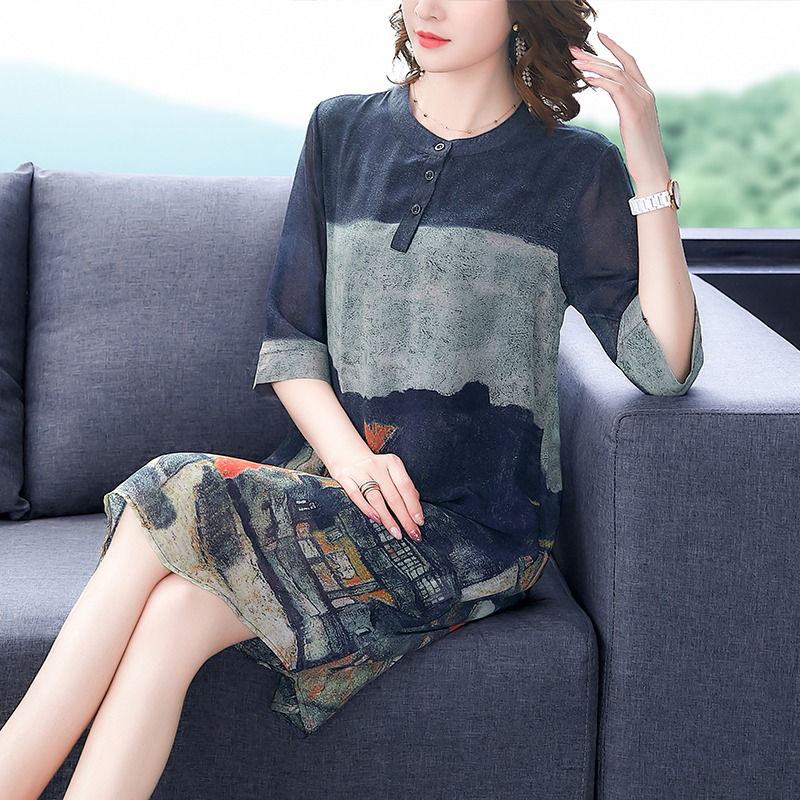 Đầm Lụa Trung Niên Thời Trang VH49 - Hàng Quảng Châu Cao Cấp