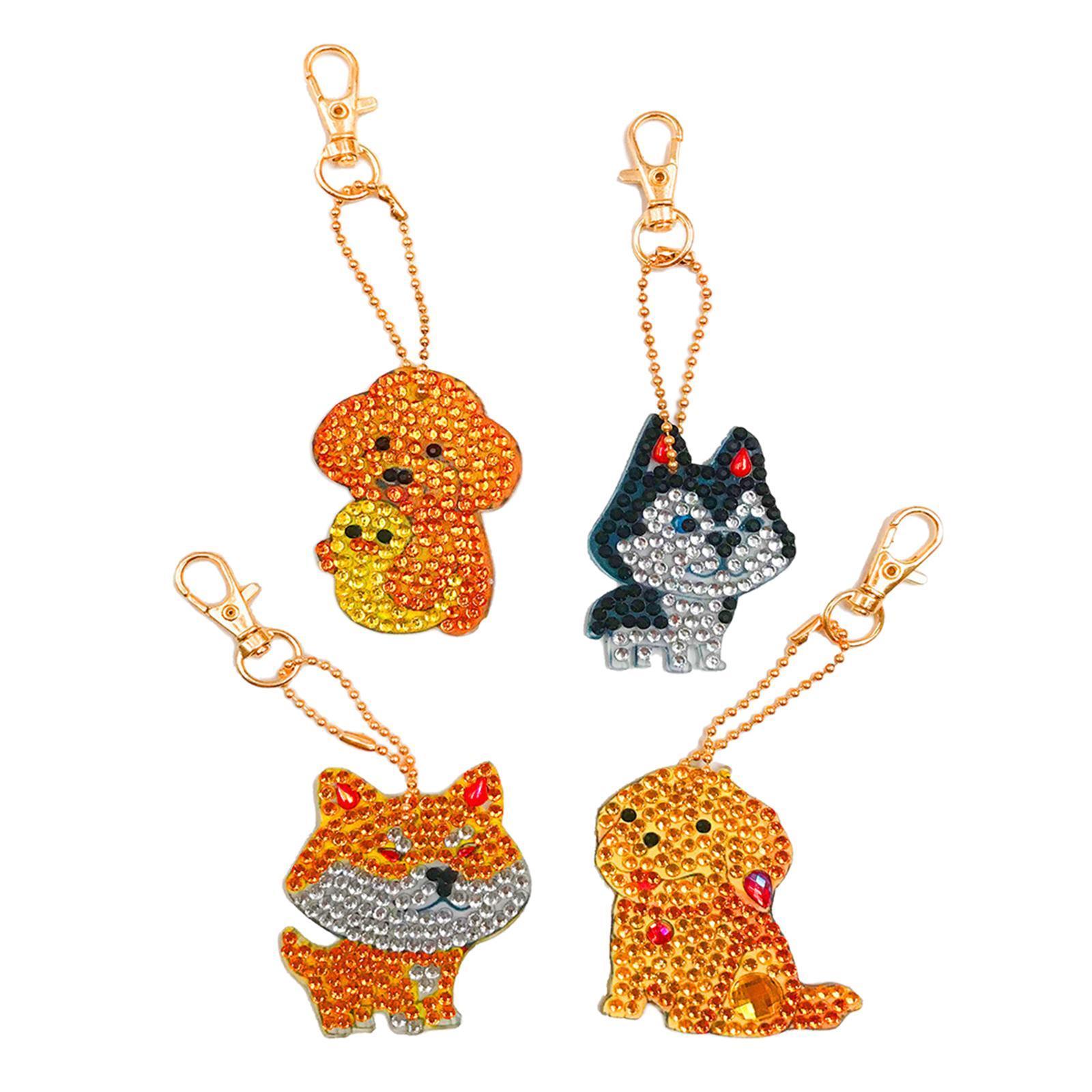 4x Keychain DIY Rhinestone Key Chain for Phone Wallet Decor