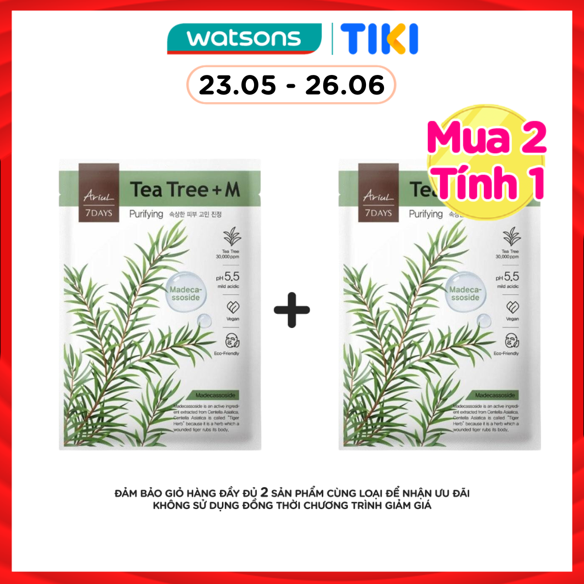 Mặt Nạ Ariul 7Days Tea Tree + Madecassoside Tràm Trà Giảm Mẩn Đỏ & Cải Thiện Da Mụn 23ml