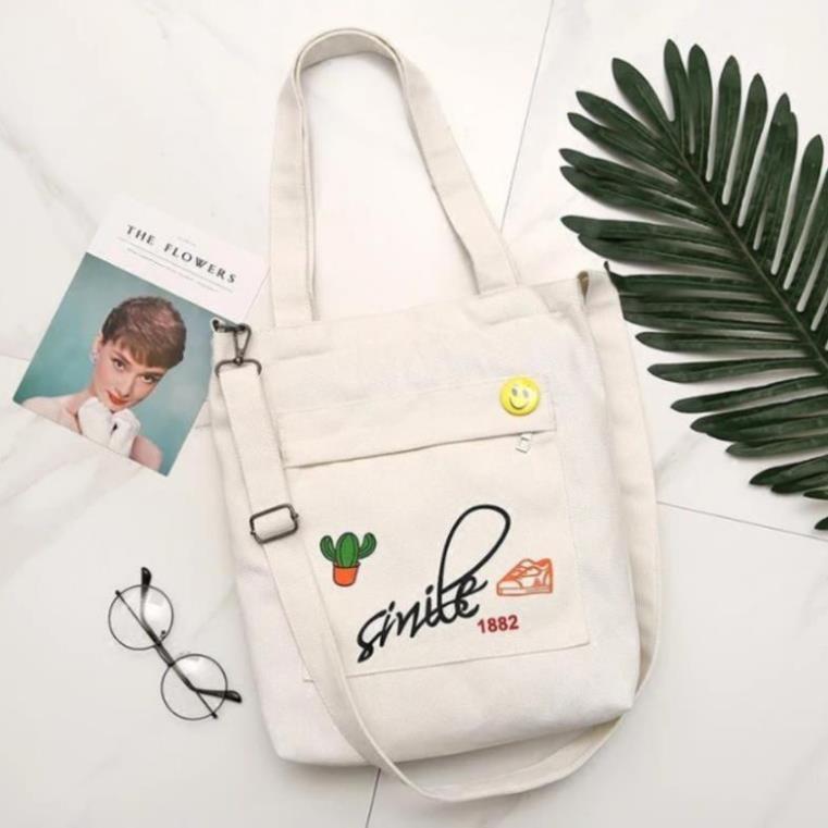 Túi tote thời trang SMILE VÀ CÂY XƯƠNG RỒNG
