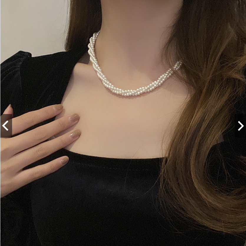Dây Chuyền Nhiều Lớp Đính Ngọc Trai nhân tạo Sang Trọng Cho Nữ.