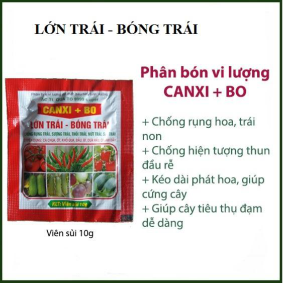 Phân bón Canxi-Bo viên sủi 10g - Lớn Trái Bóng Trái Chống Rụng Trái