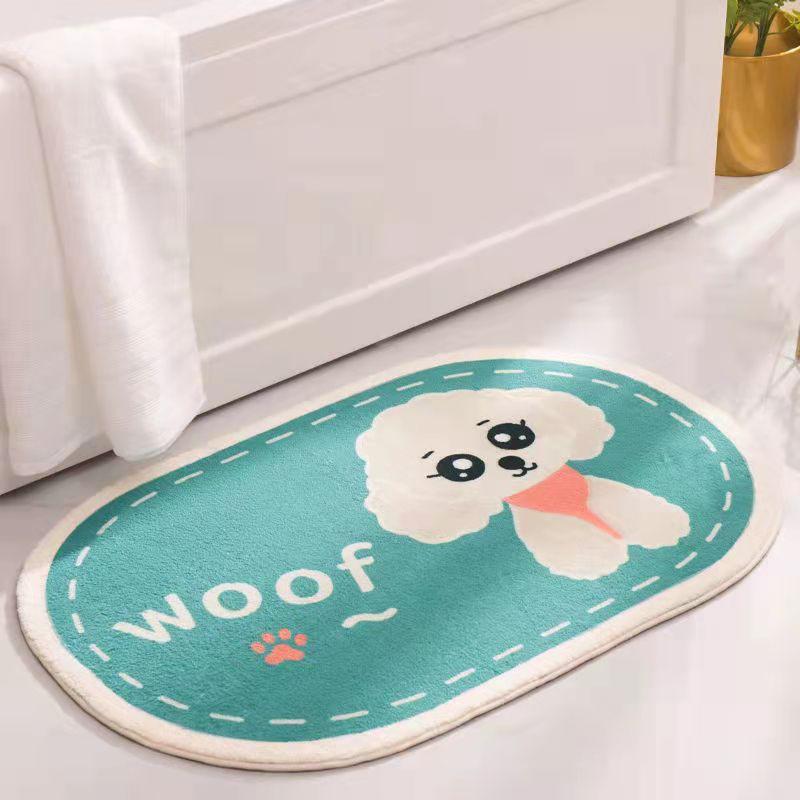 Thảm lau chân, chùi chân hình thú Gu Decor Wooden Sợi lông dài cotton cao cấp trang trí nhà cửa