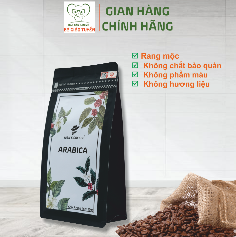 Cà Phê Men's Coffee Dòng ARABICA Thượng Hạng Cầu Đất – Lâm Đồng. Vị Chua Thanh, Nhẹ Nhàng, Mùi Thơn Quyến Rũ. Gói 500gr