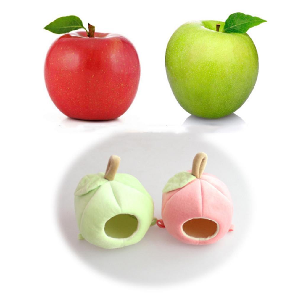 2 Pieces Apple Shape Warm Plush Hammock Small Animal Cage Hamster Hammock