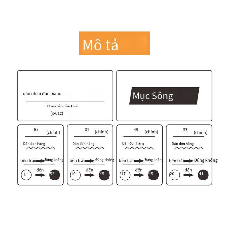 Nhãn dán quy mô đàn piano trong suốt chữ X-01Z thuận lợi nhất Nhãn dán phím đàn piano điện tử 37 phím 49/61/88 phím đàn piano điện