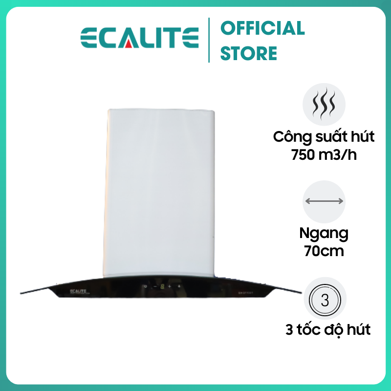 Máy Hút Mùi Áp Tường Ecalite EH-GT700T (Ngang 70cm) - Công Suất Hút Mạnh 750 m3/h - Điều Khiển Cảm Ứng - Hàng Chính hãng