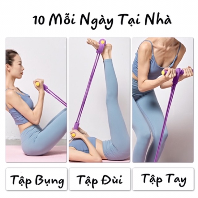 Dây Kéo Tập Thể Dục Đa Năng Dây Kéo Kháng Lực 4 Dây Cao Su Co Dãn Tốt Tập Tay Bụng Lưng Đùi Hiệu Qủa TT02