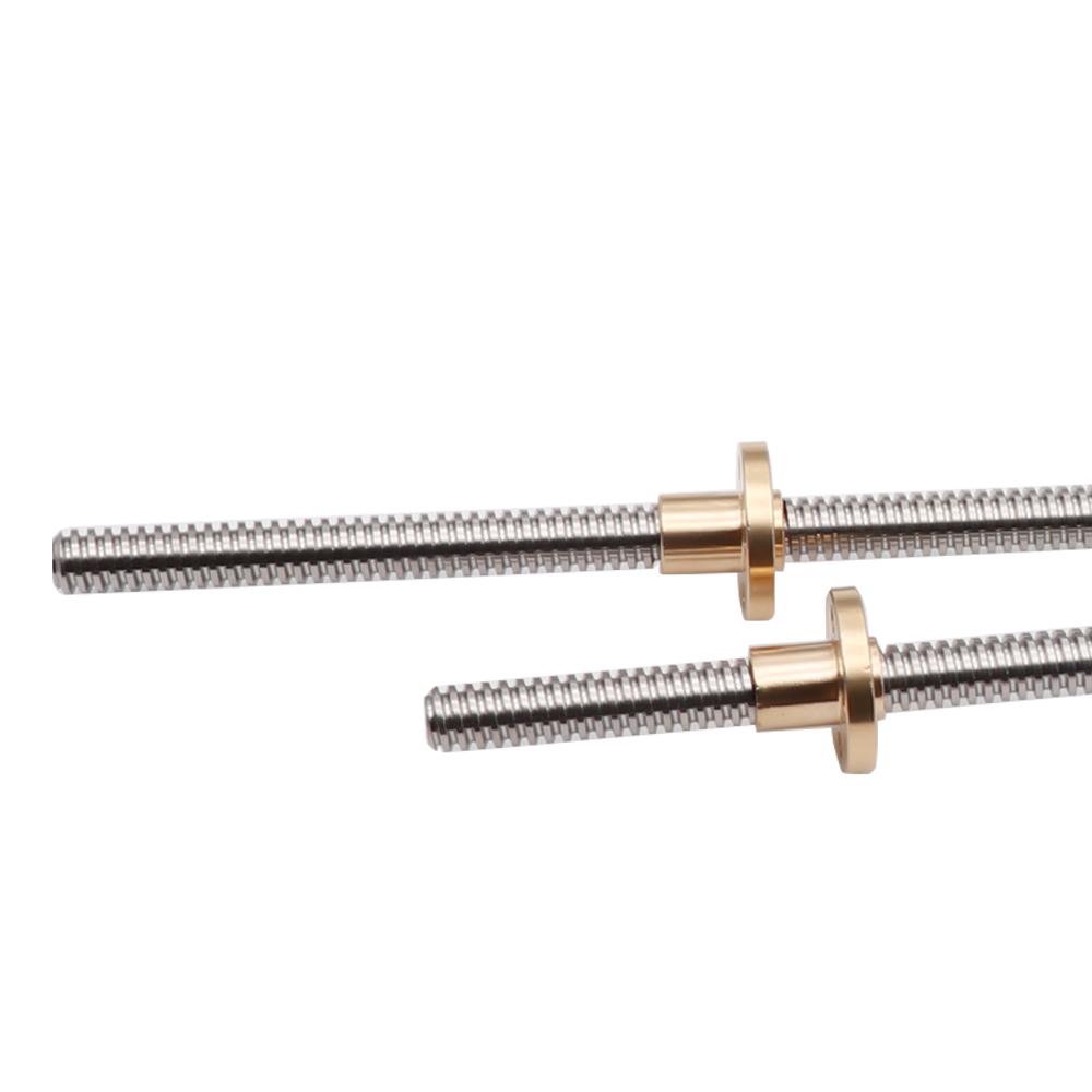 Vít Chì T8 OD 8mm 2mm Chì 2mm/8mm 150mm 200mm 250mm 300mm 330mm 350mm 400mm 500mm Với đai ốc bằng đồng thau cho máy in 3D Reprap