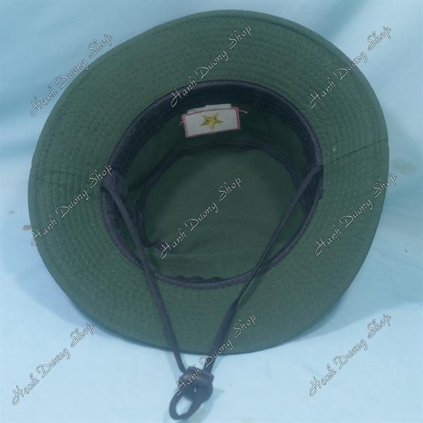 Nón tai bèo trẻ em 6-12 tuổi, mũ tai bèo thêu Lá cờ Việt Nam size đầu 54-56cm, đường kính 19.5cm - Rêu Đậm