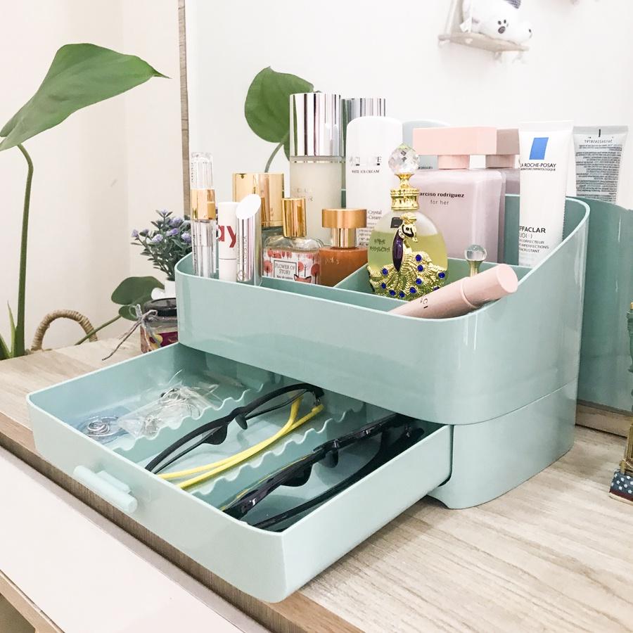 KỆ MỸ PHẨM Siêu tiện ích - Kệ có 2 tầng, có ngăn kéo, có thể tháo rời dễ dàng vệ sinh