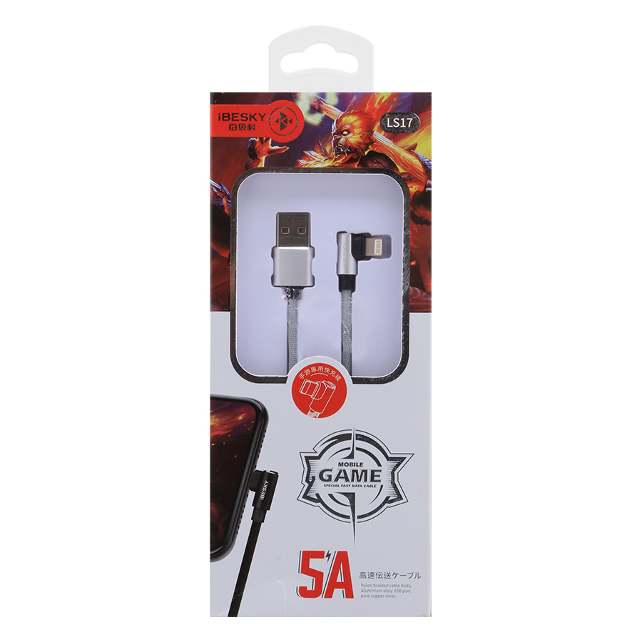 Dây Cáp Sạc Lightning Cho iPhone iBesky 1.2m (LS17) (Bạc) - Hàng Nhập Khẩu