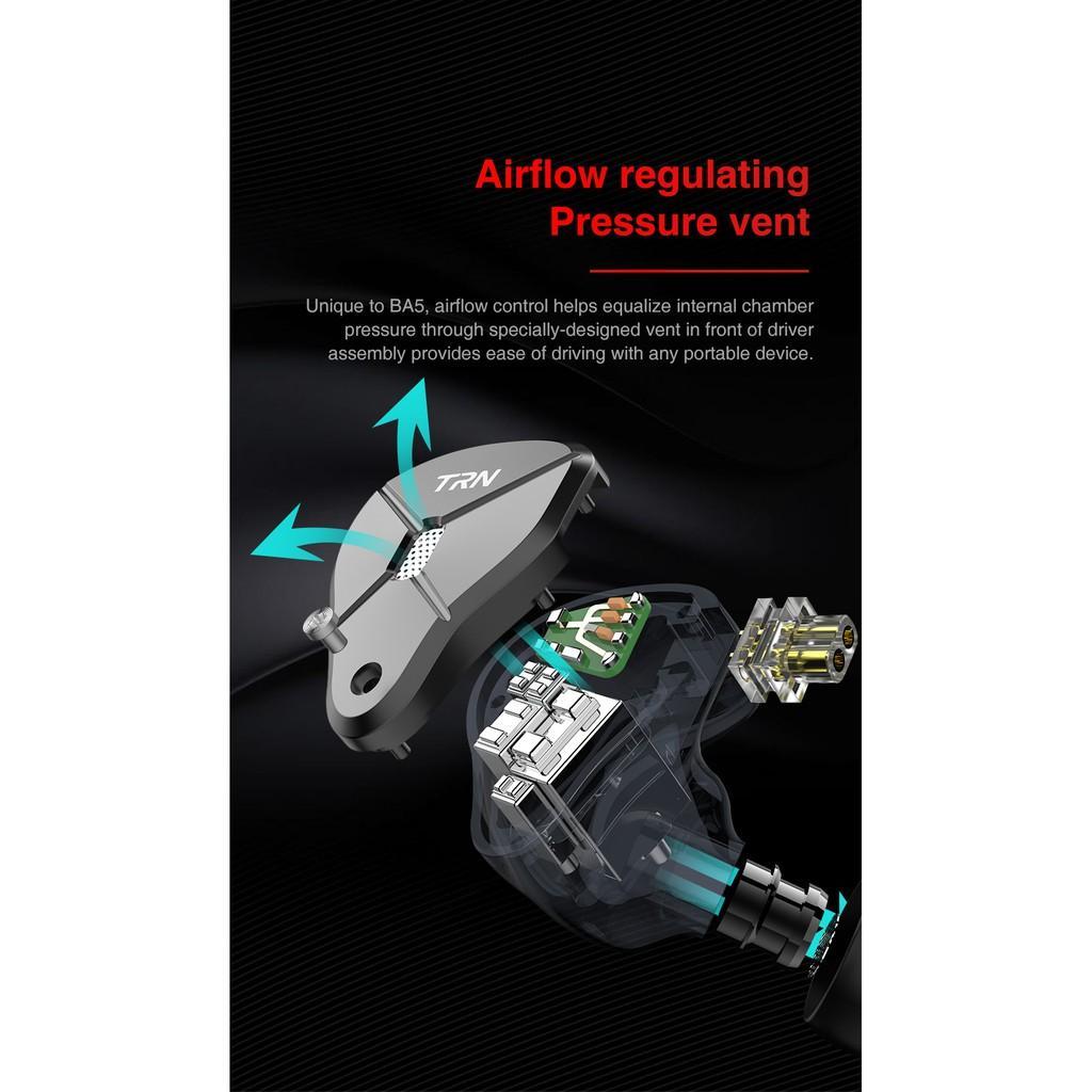 Tai nghe nhét tai TRN BA5 5BA 2 chấu IEM HIFI V90/ZSX/C12/AS10 bằng kim loại tháo rời được